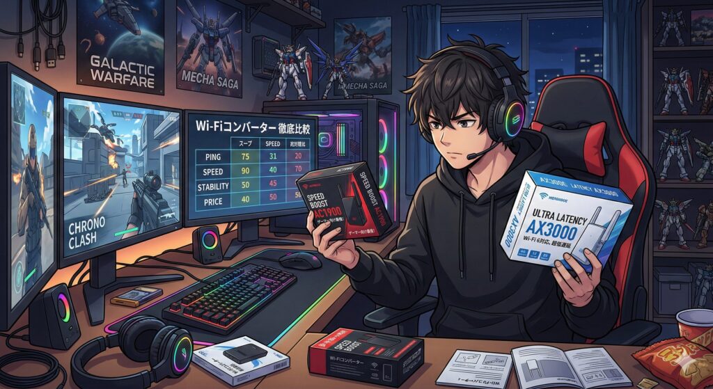 中継機を選んでいる様子
