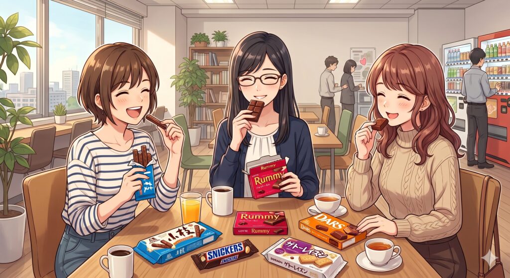 チョコを食べながらブレイク中の様子