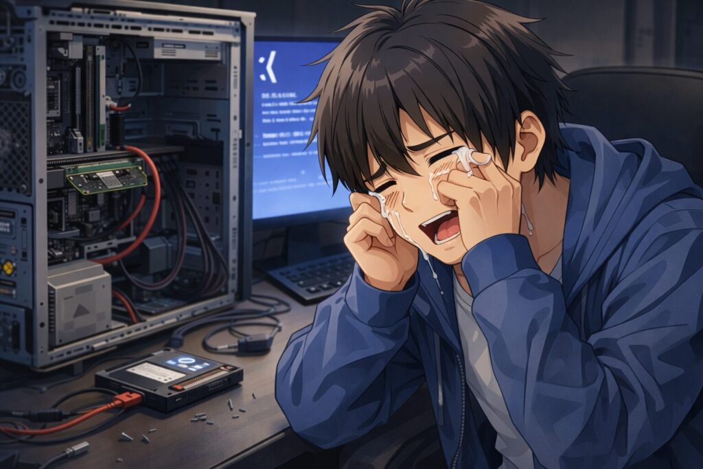 SSDの設定がうまくいかずに泣いている