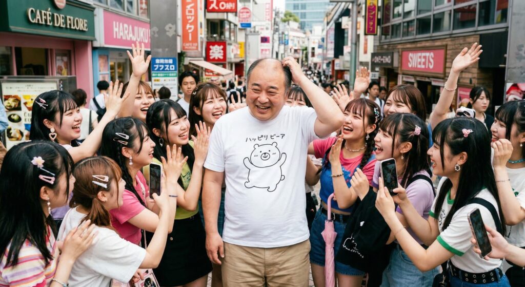 若者にキャーキャー言われているおじさん