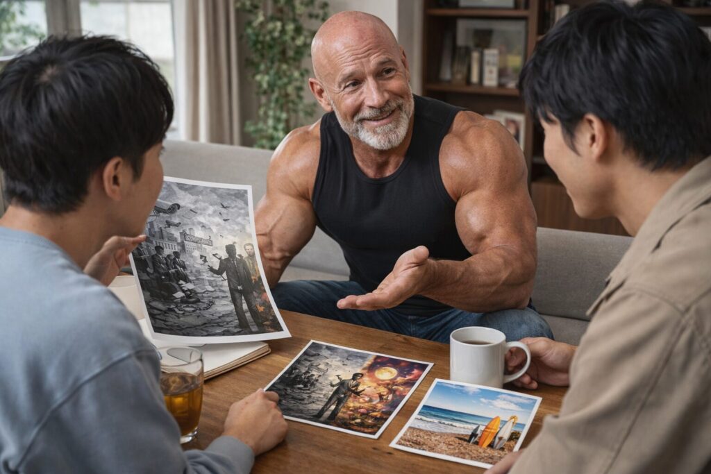 週末は誰？おすすめしているムキムキおじさん