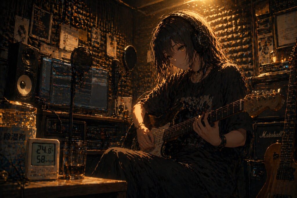 防音室完成して楽しんでいる様子
