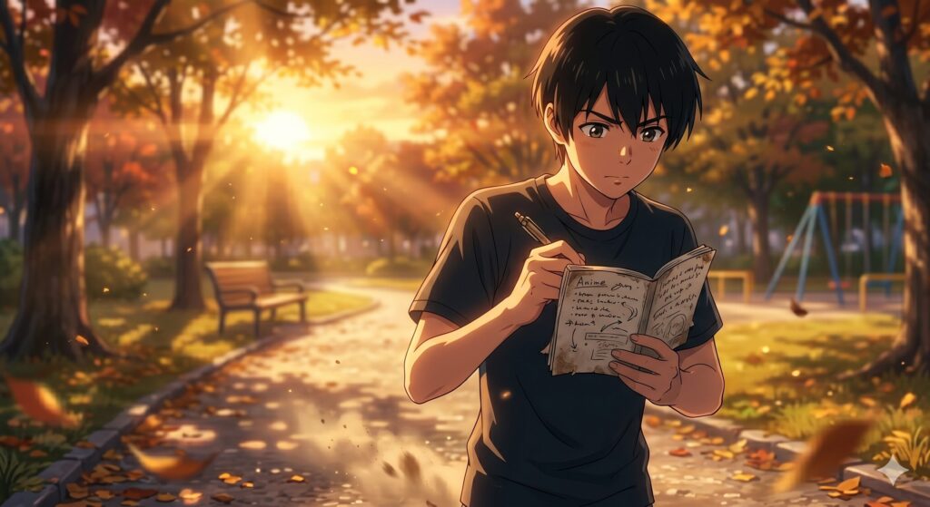 思いついたことをメモしている様子