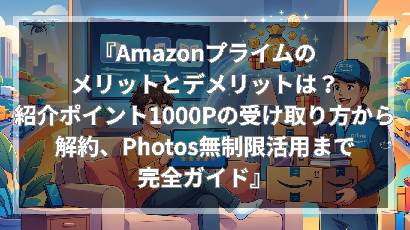 『Amazonプライムのメリットとデメリットは？紹介ポイント1000Pの受け取り方から解約、Photos無制限活用まで完全ガイド』