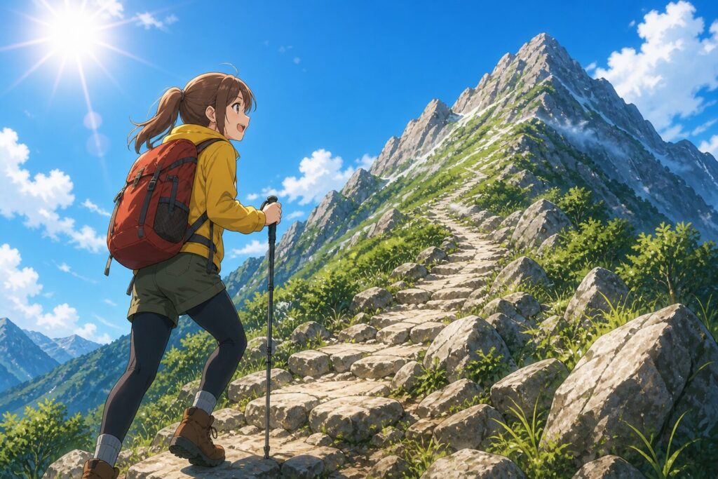 山を登るイメージの画像
