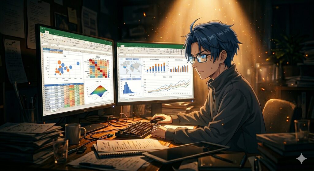 エクセルを駆使している様子
