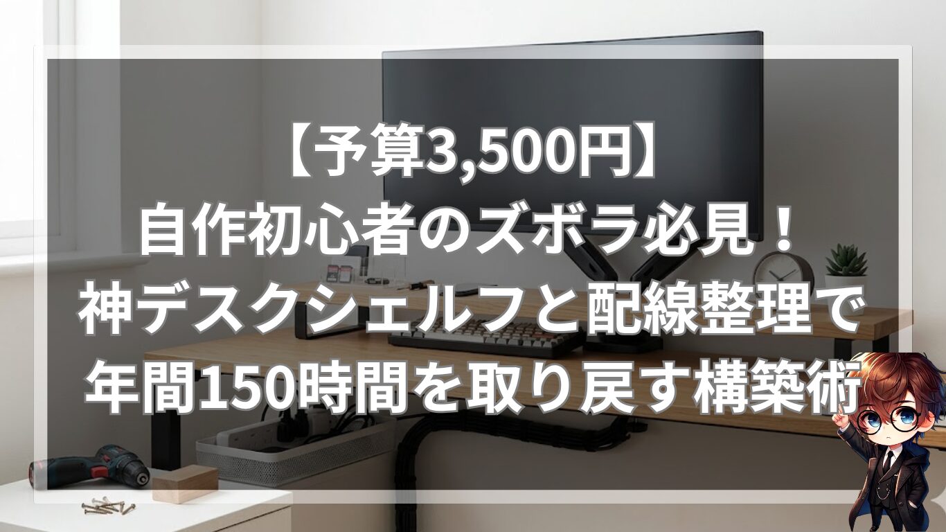 【予算3,500円】自作初心者のズボラ必見！神デスクシェルフと配線整理で年間150時間を取り戻す構築術